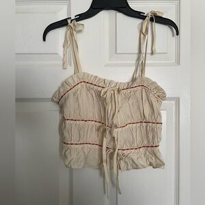 Thirty/Thirty LA Cream Ruffled Crop Top Women's size small NWT